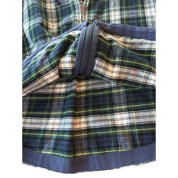 L.L. Bean Womens Scotch Plaid Flannel Shirt Large Zip Hoodie Jacket Tartan Blue - Picture 5 of 7